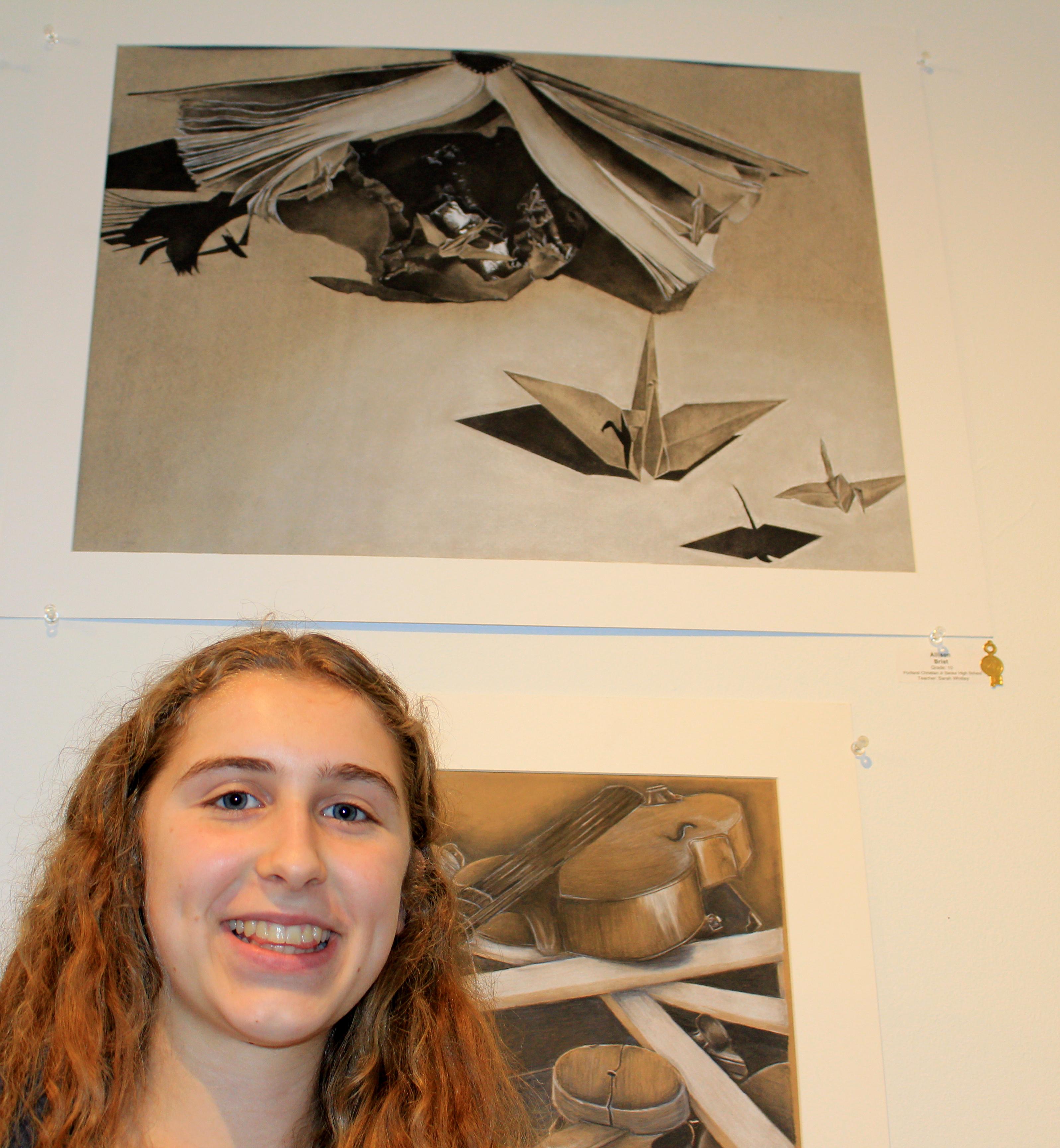 Allison Brist with her drawing