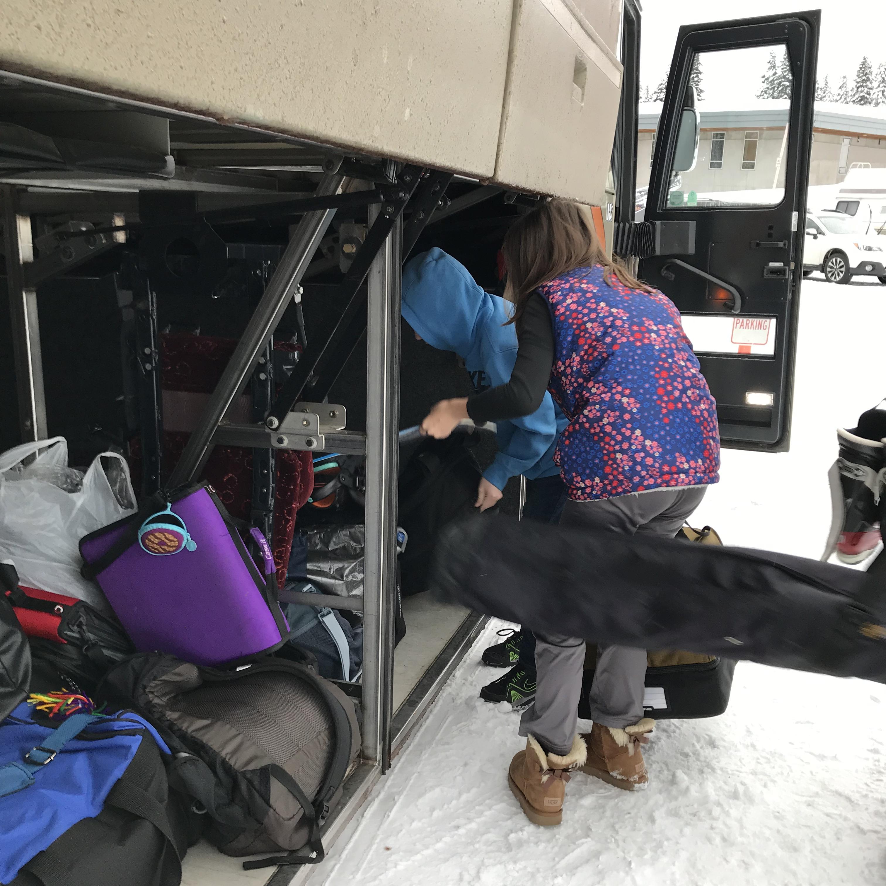 Retrieving gear from the bus