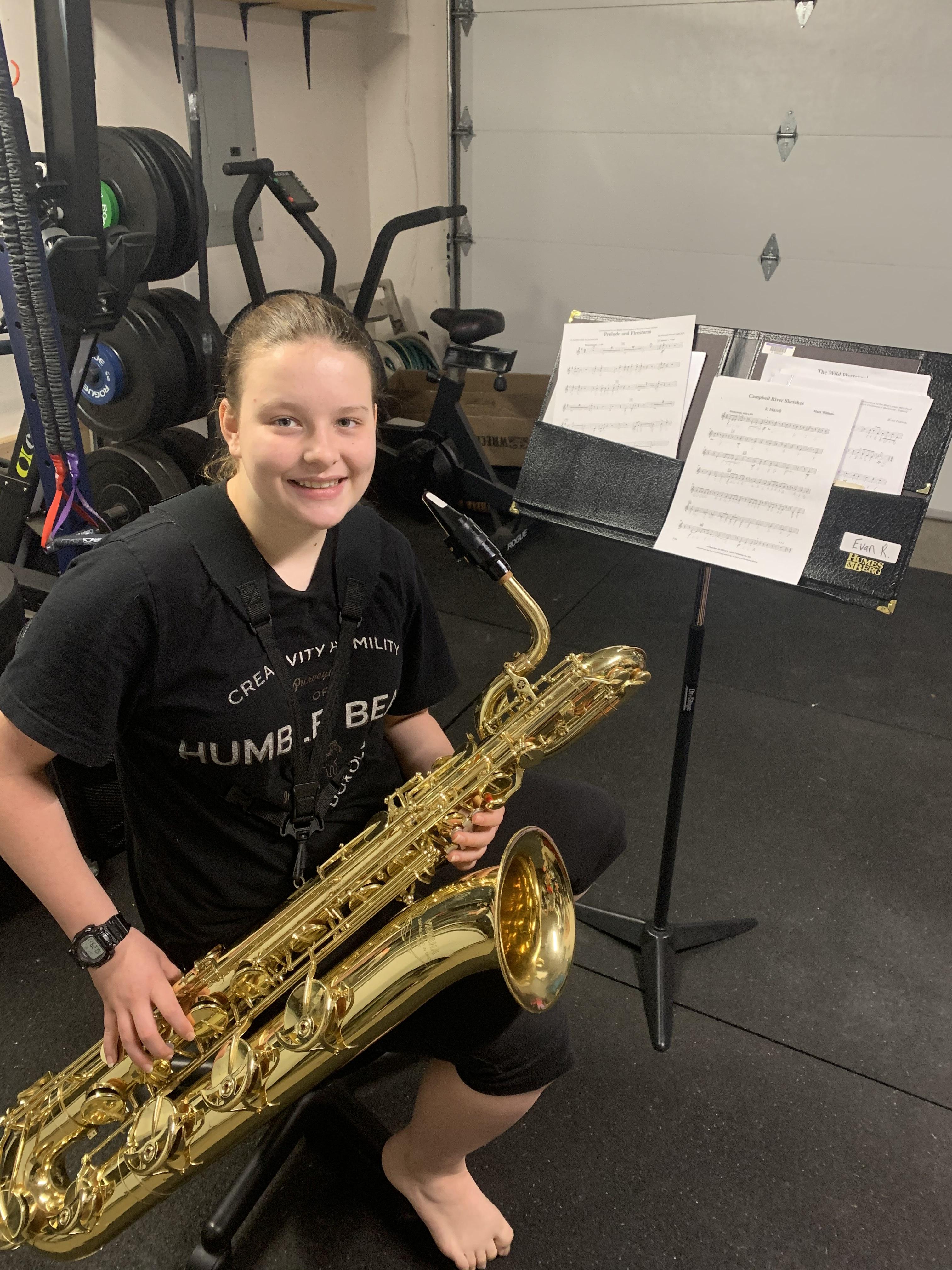 Student with her instrument