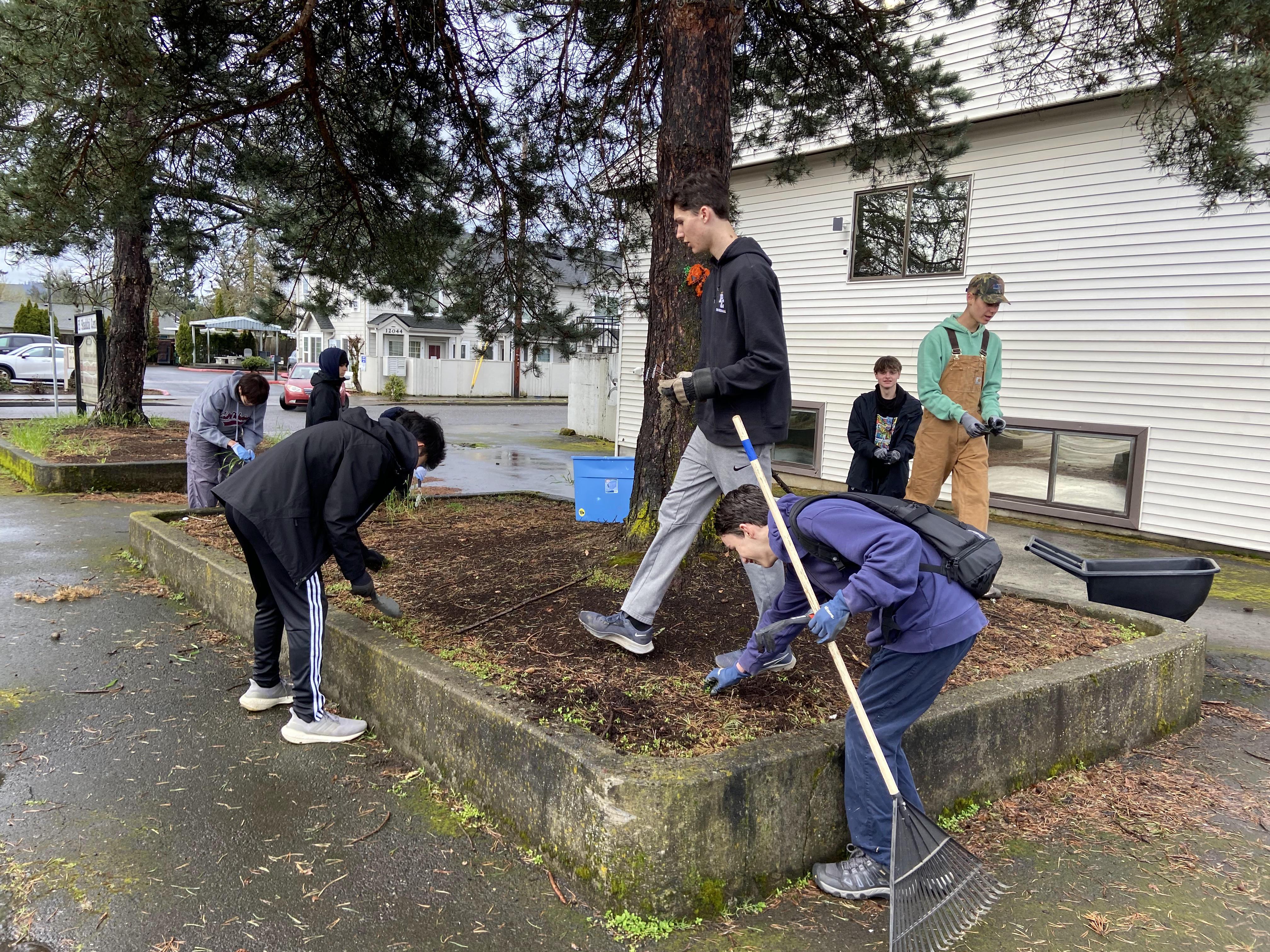 Students working at Compassion Connect