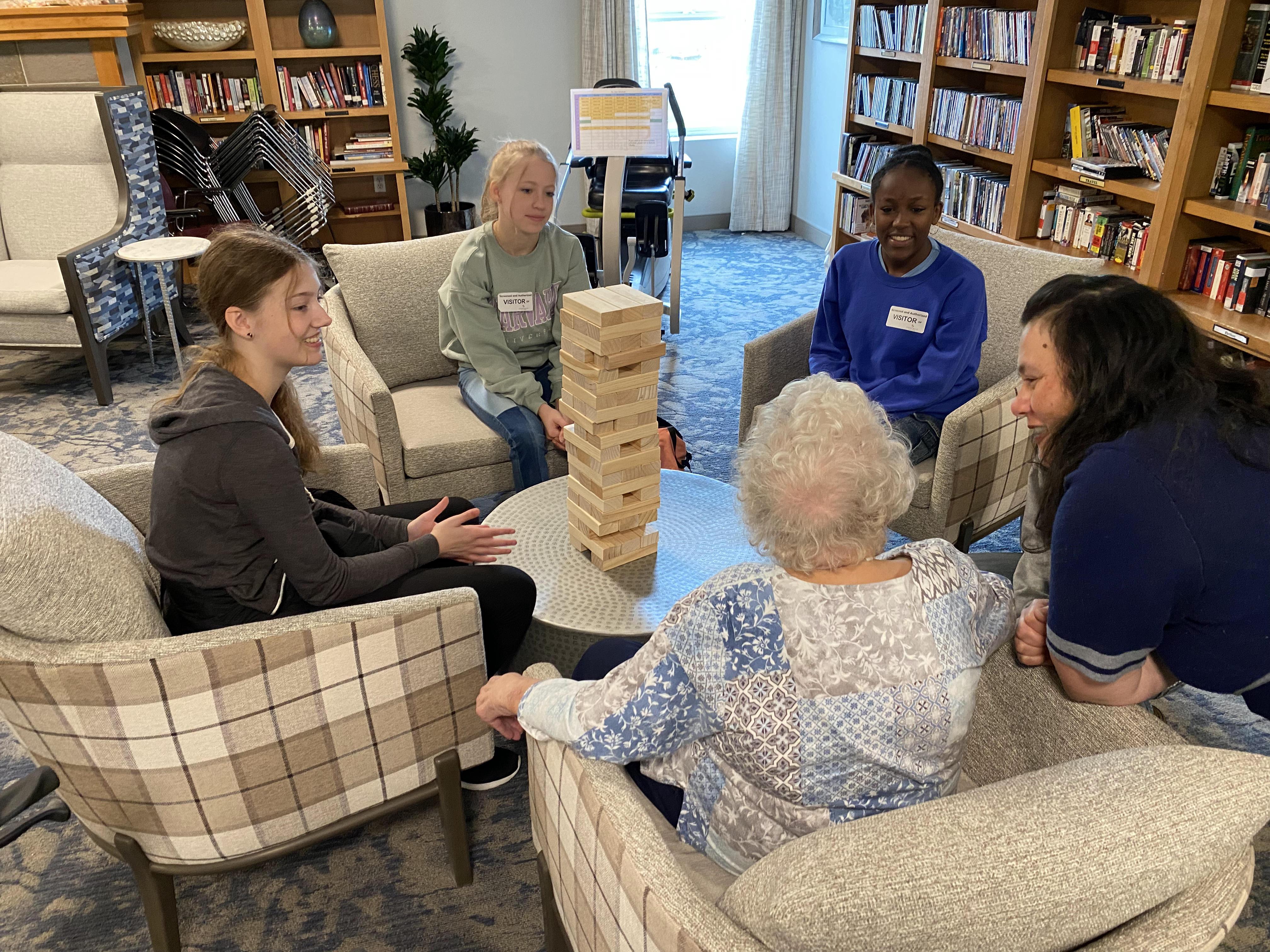 Students with Cherrywood Assisted Living residents