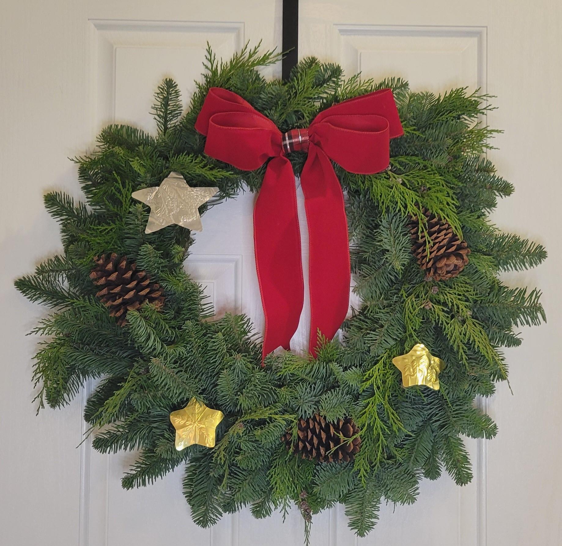 Wreath with red bow