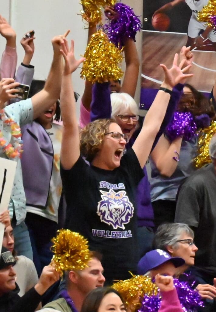 Cheering at Varsity Volleyball 2025 Homecoming game
