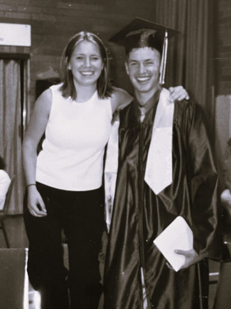 Amy with brother Steven at 2004 graduation