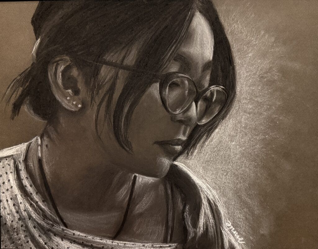 "Self Portrrait" Charcoal on Toned Paper